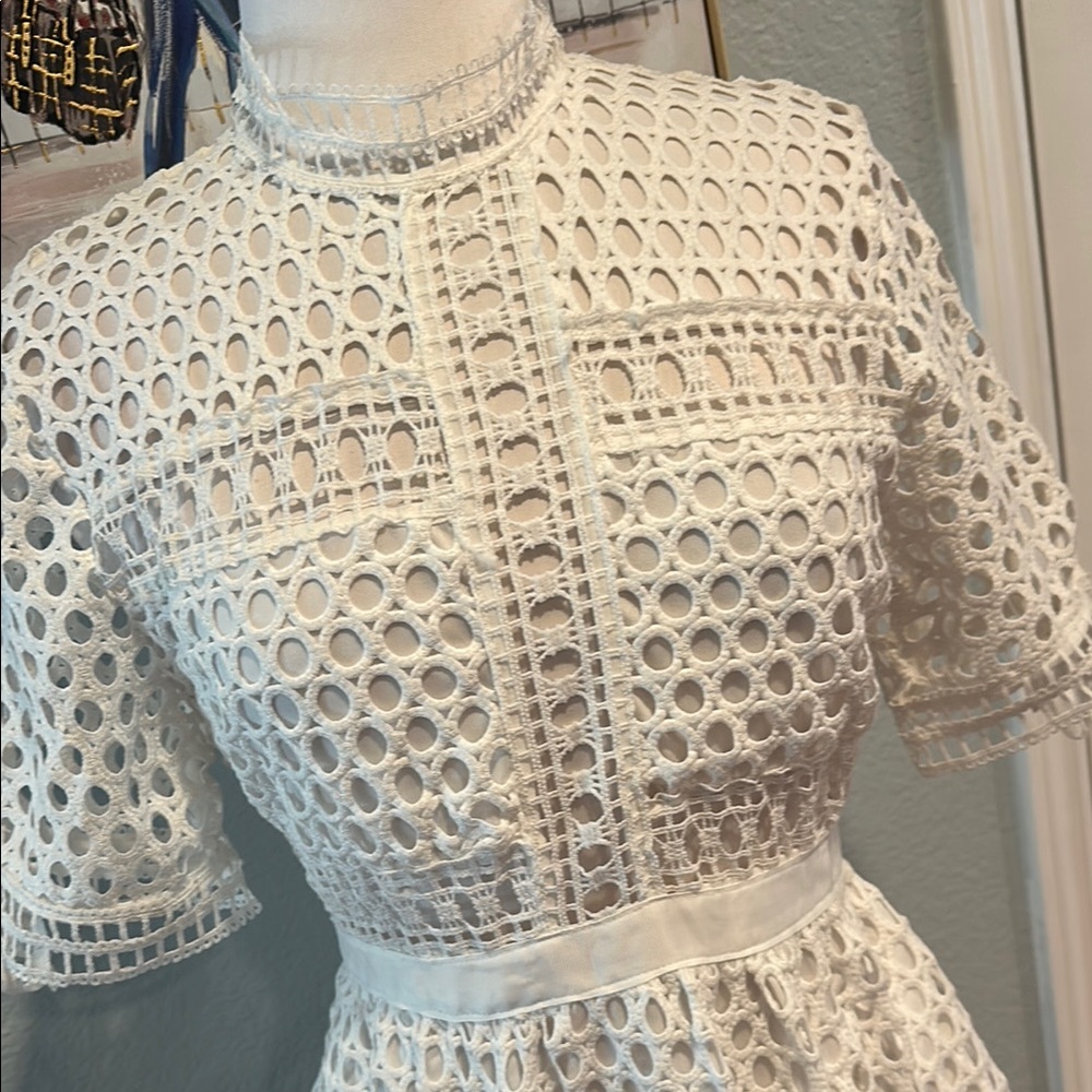 Simply Couture Sz Large (Juniors) White A-Line Lace Midi Dress • NWT! - Picture 2 of 12